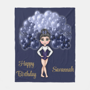 Gymnastics Birthday Party with Blue Balloon Arch Fleece Blanket