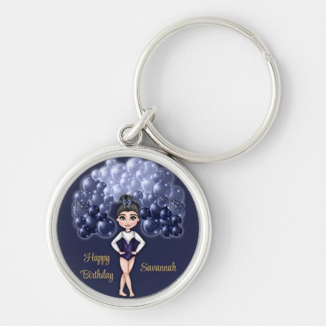 Gymnastics Birthday Party with Blue Balloon Arch Keychain (Front)