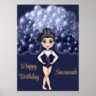 Gymnastics Birthday Party with Blue Balloon Arch Poster