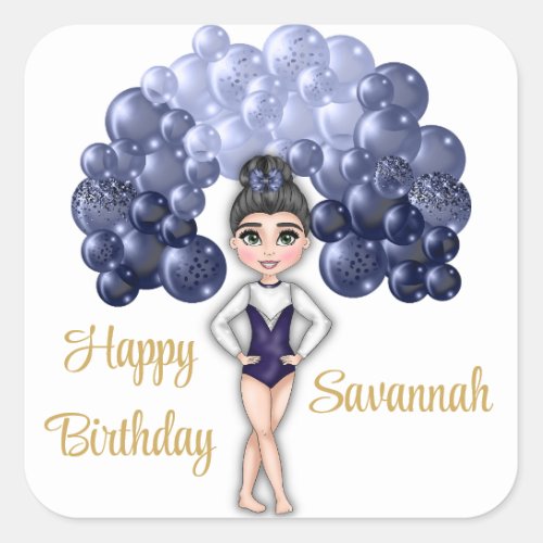 Gymnastics Birthday Party with Blue Balloon Arch Square Sticker