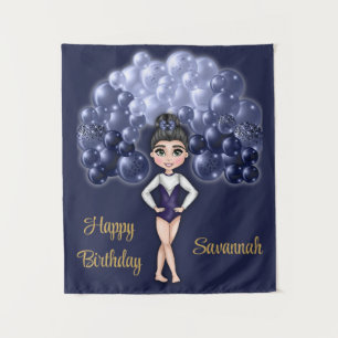 Gymnastics Birthday Party with Blue Balloon Arch Tapestry