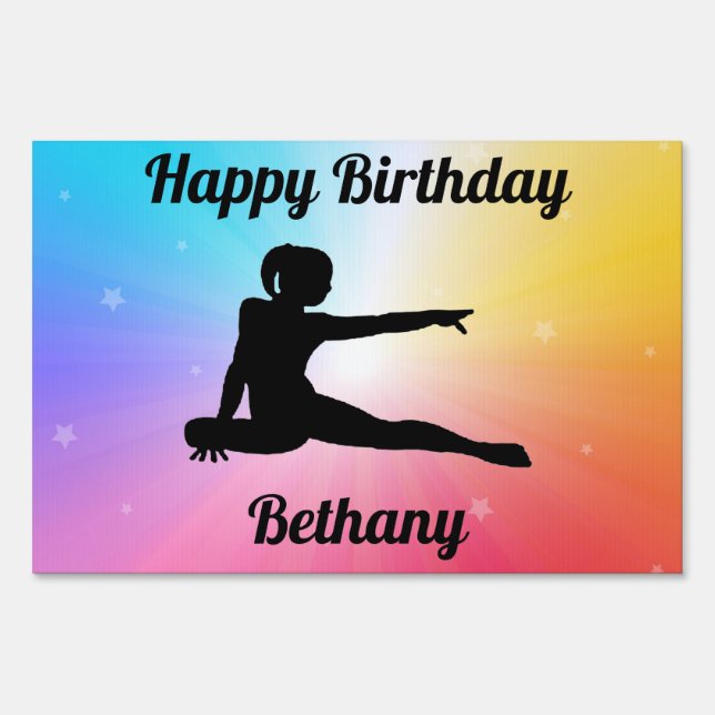Gymnastics Birthday Party Yard Sign (Front)