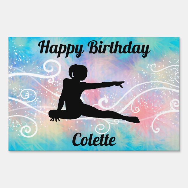 Gymnastics Birthday Party Yard Sign (Front)
