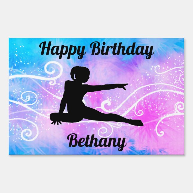 Gymnastics Birthday Party Yard Sign (Front)