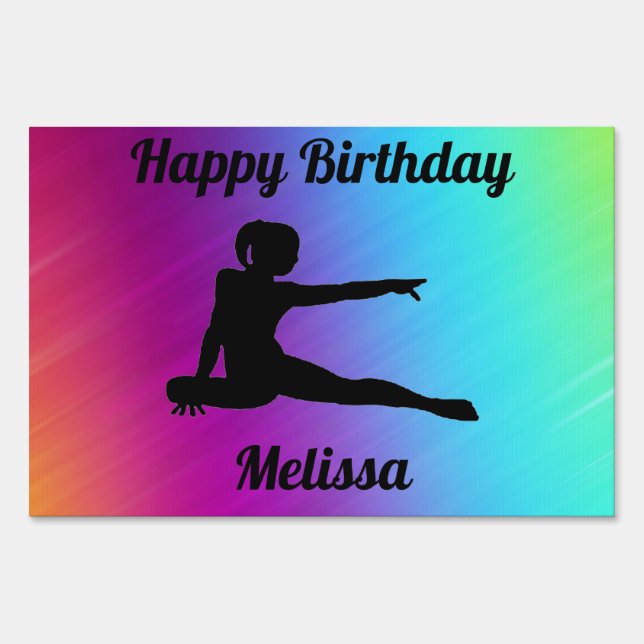 Gymnastics Birthday Party Yard Sign with Name! (Front)