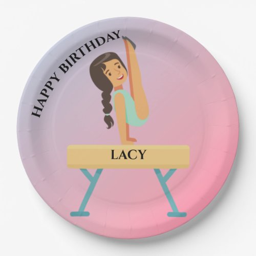 Gymnastics birthday plates for girls personalized