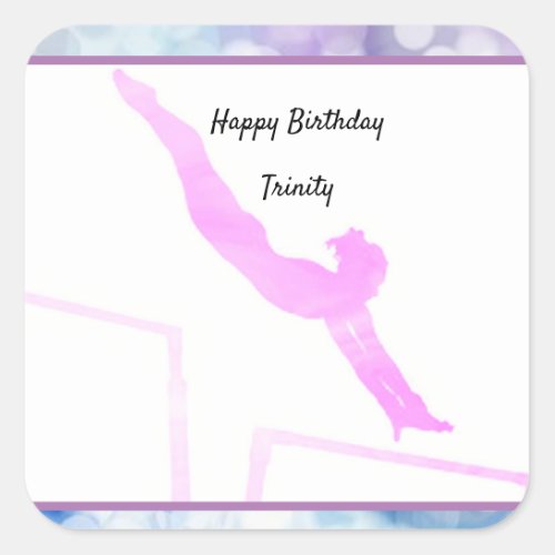 Gymnastics Birthday Uneven Bars Watercolor Sticker