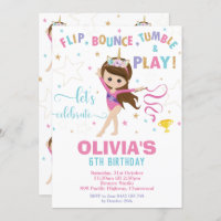 Gymnastics Birthday Unicorn Girl Gymnastics Party Invitation