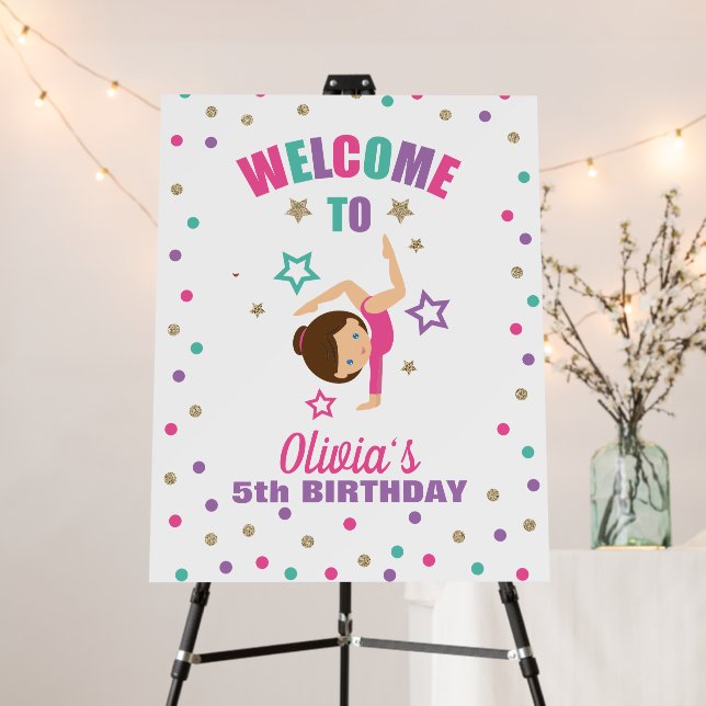 Gymnastics birthday Welcome Foam Board (In Situ (Stand))