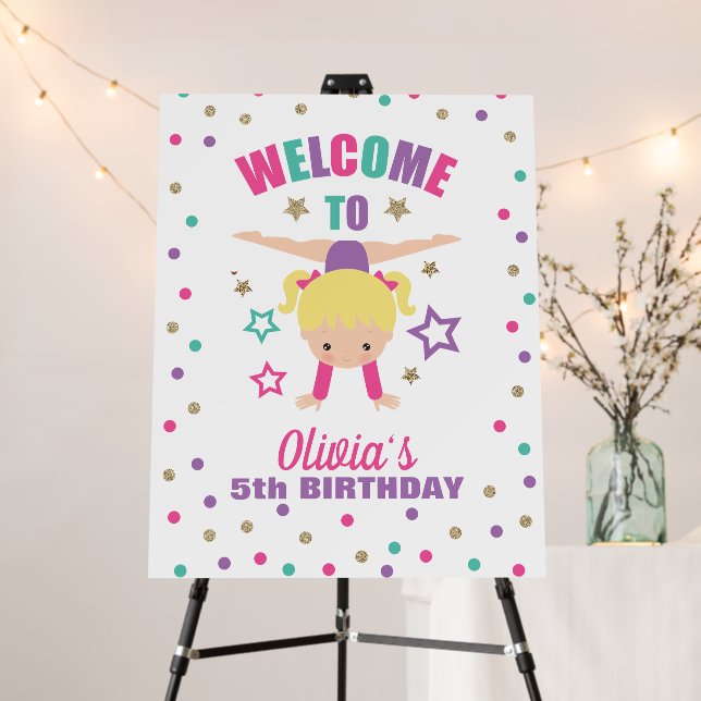 Gymnastics birthday Welcome Foam Board (In Situ (Stand))