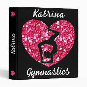 Gymnastics Black and Hot Pink Personalized 3 Ring Binder