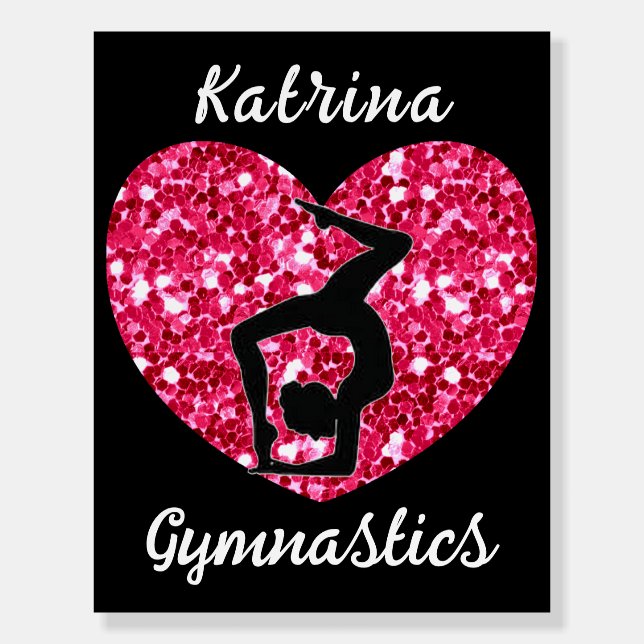 Gymnastics Black and Hot Pink Personalized  Foam Board (Front)