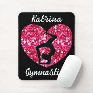 Gymnastics Black and Hot Pink Personalized Mouse Pad