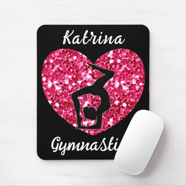 Gymnastics Black and Hot Pink Personalized  Mouse Pad (With Mouse)