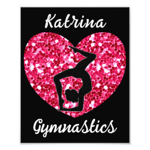 Gymnastics Black and Hot Pink Personalized Photo Print
