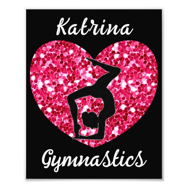 Gymnastics Black and Hot Pink Personalized  Photo Print (Front)