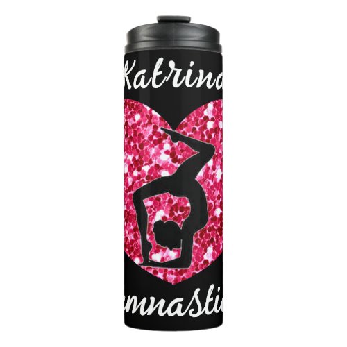 Gymnastics Black and Hot Pink Personalized  Thermal Tumbler