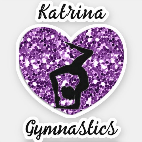 Gymnastics Black and Purple Personalized  Sticker