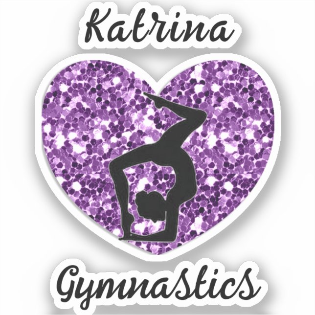 Gymnastics Black and Purple Personalized  Sticker (Front)