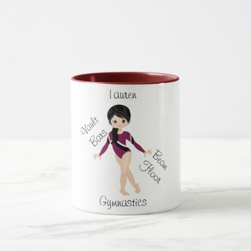 Gymnastics Black Hair Brown Eyes Burgundy Leo   Mug