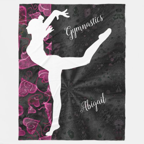 Gymnastics Black White and Pink  Fleece Blanket