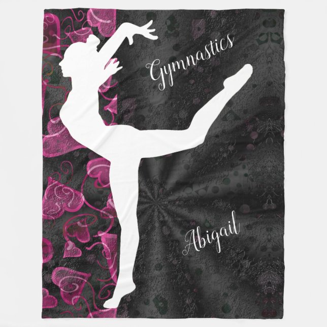 Gymnastics Black, White and Pink  Fleece Blanket (Front)