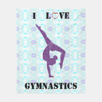 Gymnastics Blanket - I Love Gymnastics Fleece