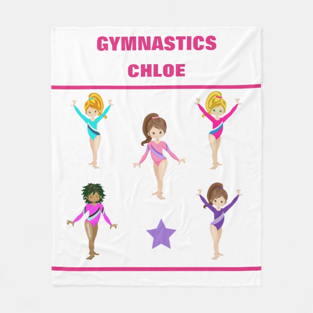 GYMNASTICS BLANKET WITH 5 GYMNASTS PERSONALIZED (Front)