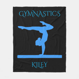 Gymnastics blanket with gymnast. Custom name.