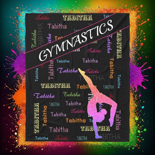 Gymnastics Blanket with Personalized Name All Over (Creator Uploaded)