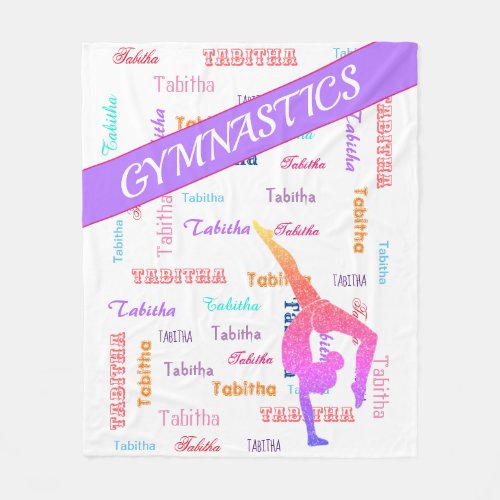 Gymnastics Blanket with Personalized Name All Over