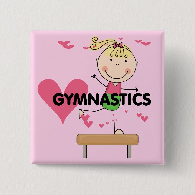GYMNASTICS - Blond Girl Balance Beam Tshirts Button (Front)