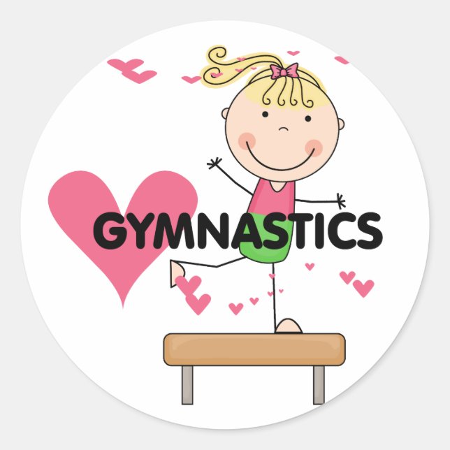GYMNASTICS - Blond Girl Balance Beam Tshirts Classic Round Sticker (Front)