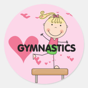 GYMNASTICS - Blond Girl Balance Beam Tshirts Classic Round Sticker