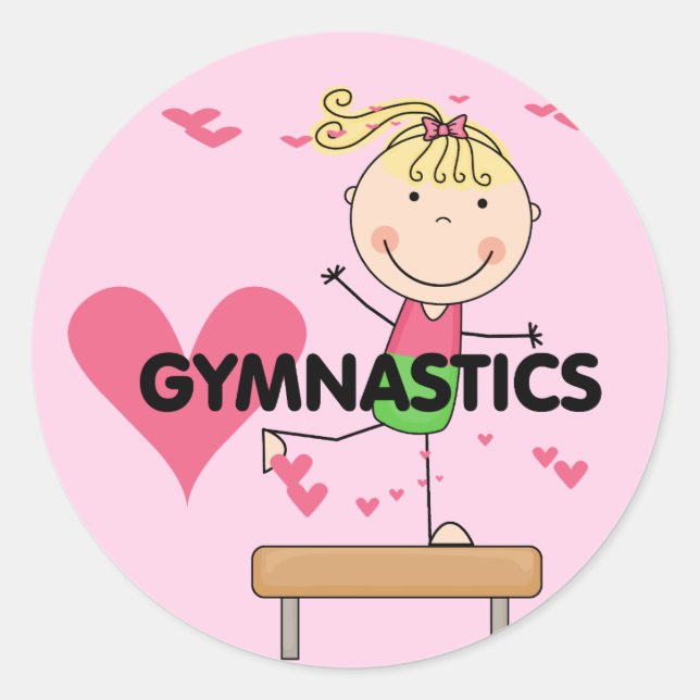 GYMNASTICS - Blond Girl Balance Beam Tshirts Classic Round Sticker (Front)
