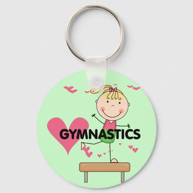 GYMNASTICS - Blond Girl Balance Beam Tshirts Keychain (Front)