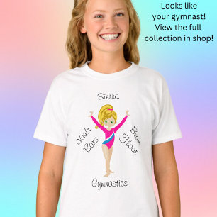 Gymnastics Blonde, Green Eyes, Pink Leotard T-Shirt