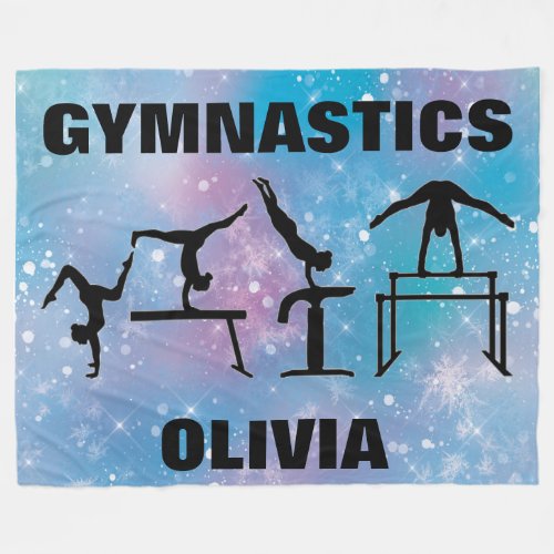 Gymnastics Blue Glam   Fleece Blanket
