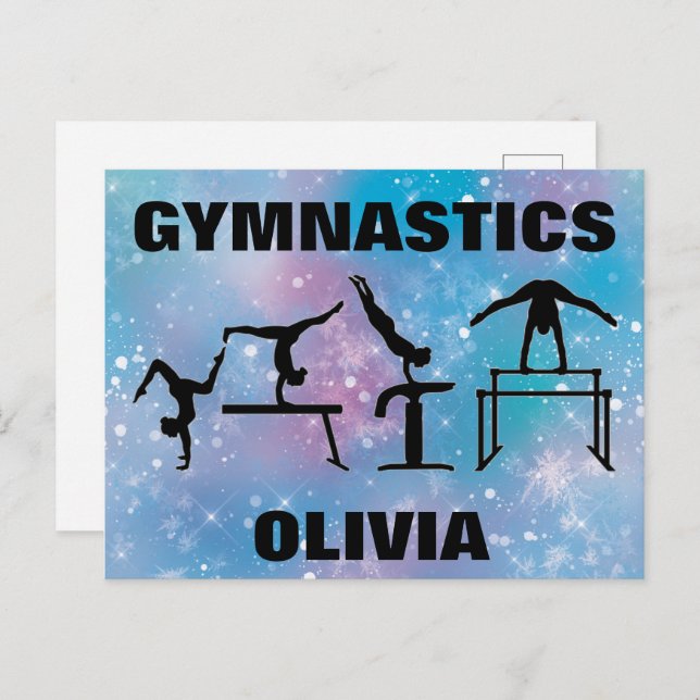 Gymnastics Blue Glam   Postcard (Front/Back)
