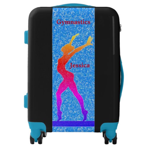 Gymnastics Blue Sparkle Balance Beam Luggage