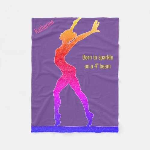 Gymnastics Born to Sparkle Balance Beam Fleece Blanket