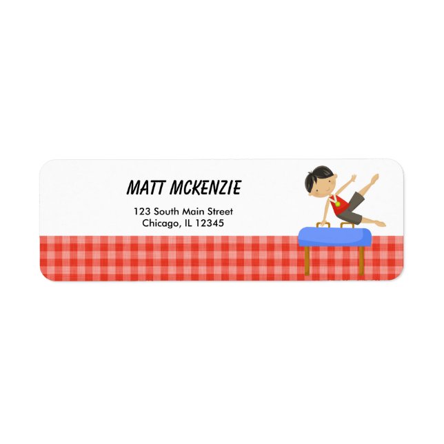Gymnastics Boy Return Address Label (Front)