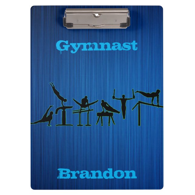 Gymnastics Boys Blue Personalized Clipboard (Front)
