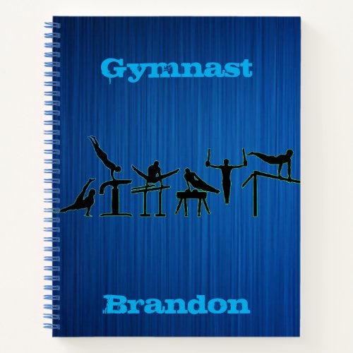 Gymnastics Boys Blue Personalized Notebook
