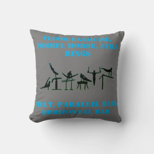 Gymnastics Boys Events Throw Pillow w/ Name