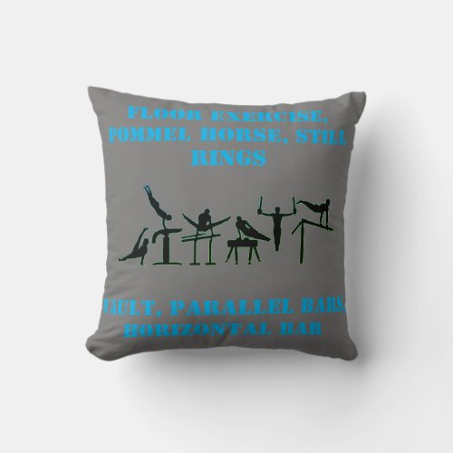 Gymnastics Boys Events Throw Pillow w Name