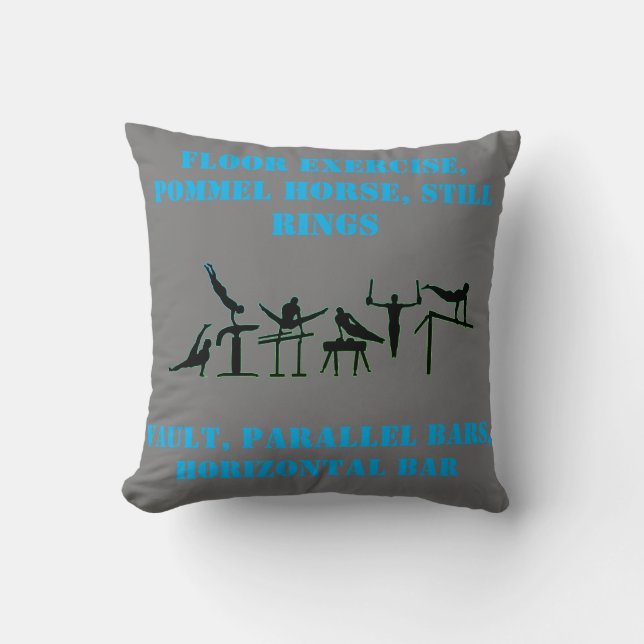 Gymnastics Boys Events Throw Pillow w/ Name (Front)