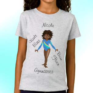 Gymnastics Brunette, Brown Eyes, Blue Leotard T-Shirt