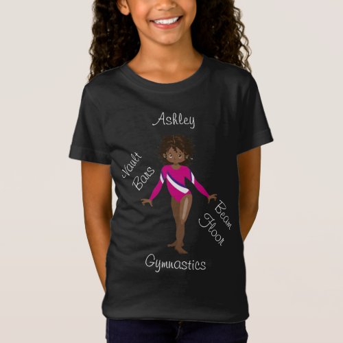 Gymnastics Brunette Brown Eyes Pink Leotard  T_Shirt