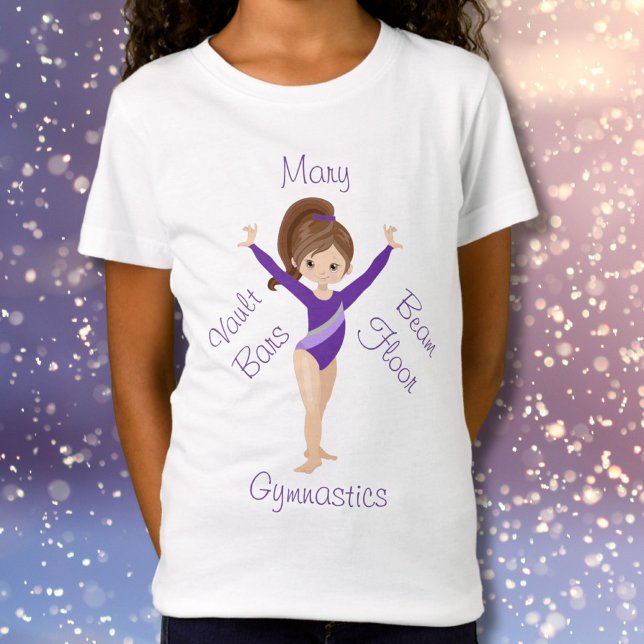Gymnastics Brunette, Brown Eyes, Purple Leotard    T-Shirt (Creator Uploaded)